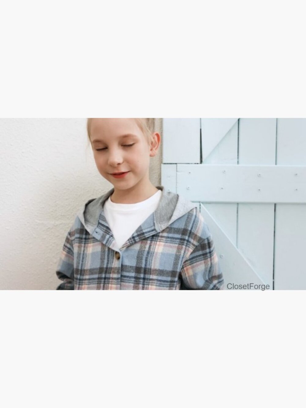 Girls Flannel Plaid Button Down Long Sleeve Hooded Jacket - Picture 7 of 7